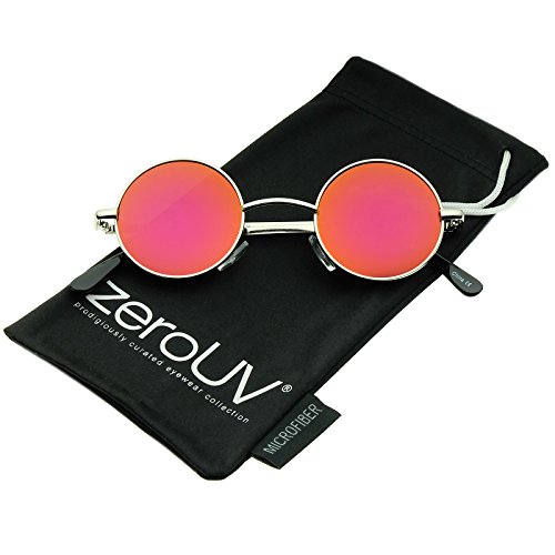 Image of zeroUV Small Retro-Vintage Style Lennon Inspired Round Metal Circle Sunglasses
