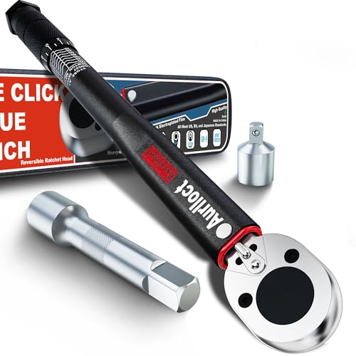 Aurlloct 3/8 Inch Drive Click Torque Wrench, Torque Spanner Set 10-140 Nm, Including 7.5cm Extension Bar, High Precision ± 3% Tool Repair Kit for Spark Plug and Motorcycle Car Maintenance