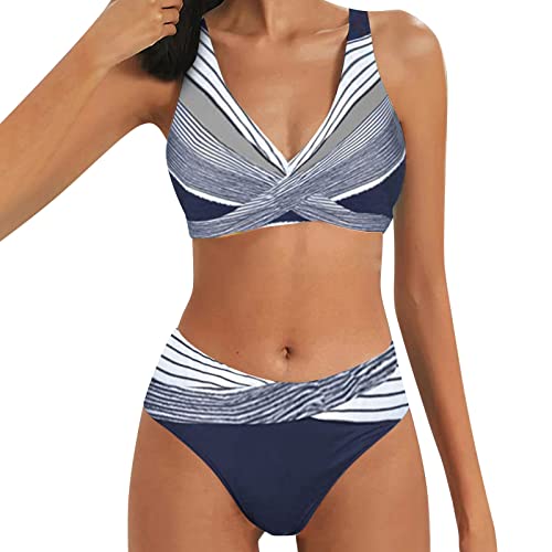 Traje de baño de dos piezas para mujer, tirantes trenzados en la espalda con parte inferior reversible, trajes de playa para mujer, conjunto de bikini de 2 piezas de pierna alta, conjuntos de bikini