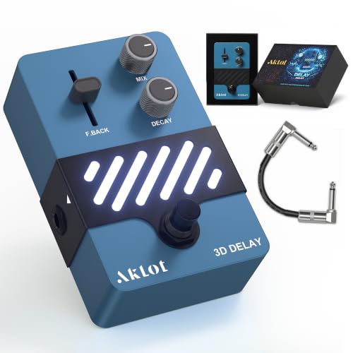 Image of AKLOT Delay Guitar Effect Pedal: Delay Pedal with Responsive Controls, True Bypass Compact Metal Pedal for Electric Guitar, Ambient Echo, Solos & Live Performance, NEON EchoSphere