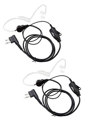 XFox 2Pin 1 Wire Covert Acoustic Air Tube Earpiece FBI Style PTT Headset Compatible with Motorola 2 Ways Radios(2Pack)