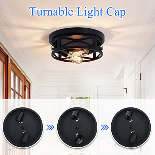 Image of SKEJAO Flush Mount Ceiling Light Fixture,Black 2-Light Hallway Light Fixtures Ceiling,Light Fixtures Ceiling Mount for Farmhouse,Kitchen,Hall,Bedroom,Bathroom (2 Pack)