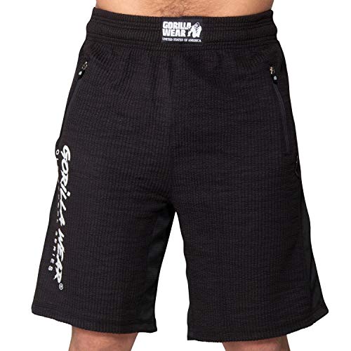GORILLA WEAR Sport Shorts Herren - Augustine Old-School - Kurze Hose Bodybuilding Schwarz L/XL