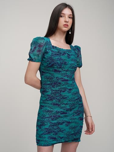 Image of Tokyo Talkies Women's Dresses for Women | Floral Print | Ruched Bodycon | Short Dress | Sleeveless | Trendy & Chic