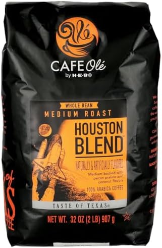 HEB CAFE Ole Houston Blend Whole Bean Coffee 2 lbs Medium Roast by H‑E‑B