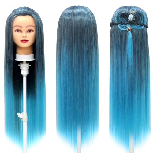 Tête de coiffure 100% cheveux synthétiques 28 inch avec support et kit tresse