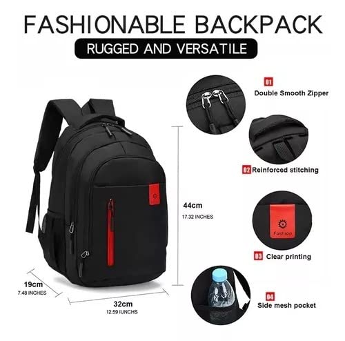 Luke Sports Mochila Reforçada Notebook Preta, Três Bolsos Frontais Dois bolsos Laterias Tecido Anti-