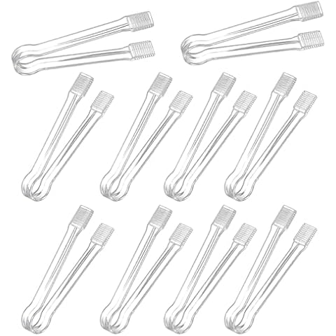 10 Pcs Plastic Buffet Serving Tongs, Clear Appetizers Tongs,Mini Serving Utensil Tongs 6.3 Inch,Plastic Tongs for Tea Coffee Party Buffet Appetizers Desserts(Transparent) Cover