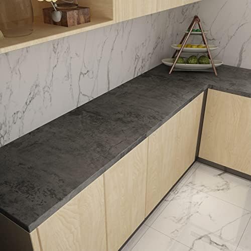 JSEVEM 60CM×5M Grey Blue Black Concrete Wallpaper Peel and Stick 3D Wide Cement Contact Paper Industrial Self Adhesive Vinyl Wrap Matte Kitchen Worktop Covering Walls Sticky Back Plastic Wall Sticker