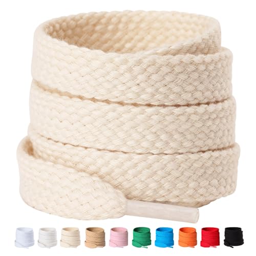 Olukssck 2 Paar 12mm Breit Flache Schnürsenkel aus 100% Baumwolle, Premium...