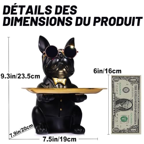 Plateau de rangement de table bouledogue pour clés et petits objets