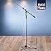 Hola! Music Microphone Stand, Tripod Boom Arm Floor Mic Stand w/Adjustable Height for Home, Studio, Office or Stage Use - Standard Clutch Single Unit