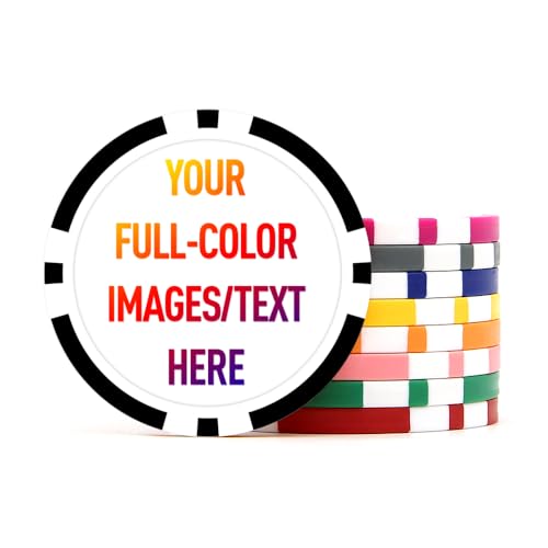 Generic 100 Clay Poker Chips, Put Your Personalized Image and Text on Chips, Poker Card Game Chips Bulk, Poker Games, Home Game Night or Family Gatherings with Friends and Family (Black)