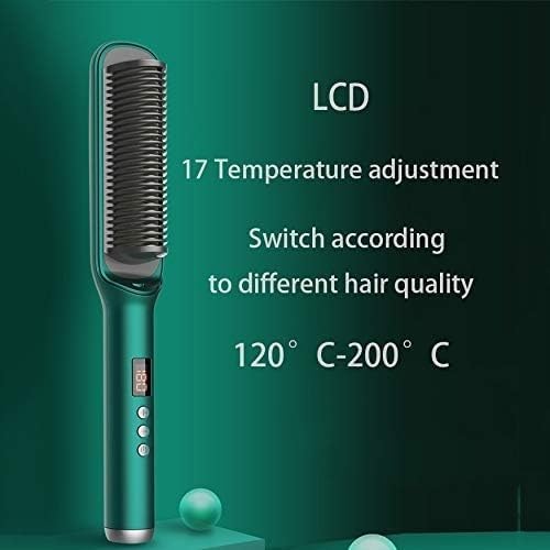 Peine alisador y rizador de cabello con tecnología iónica y cerámica, 3 en 1, para alisar, rizar y cepillar, con pantalla LED y control de temperatura miniatura 5