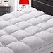 JEAREY Queen Mattress Pad Cover Stretches up 8-21" Deep Pocket - Cooling Overfilled Quilted Fitted Mattress Topper Pillowtop with Snow Down Alternative