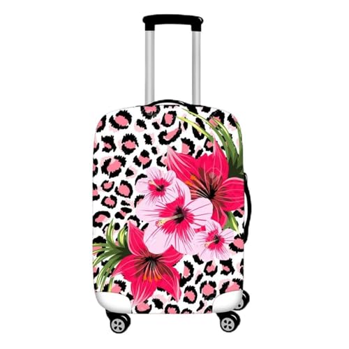 Luggage Cover for Suitcase, Leopard Print Business Suitcase Cover Protector Fit 18-32 Inch Luggage, Fashion Baggage Covers with Zipper for Travel (M(22-24inch suitcase),Pink Flower)