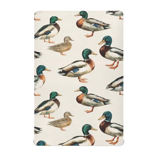 Image of Farm Mallard Duck Retro Crib Sheets Soft Breathable Fitted Baby Crib Sheets Mattress Cover for Girls Boys, 52 inch x 28 inch x 9 inch