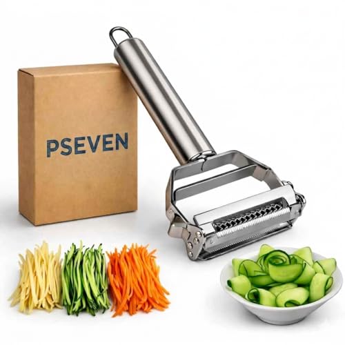 Image of Vegetable Peeler Stainless Steel Julienne Peeler with Dual Blade Head Handheld Kitchen Tool (Steel Vegetable Peeler)
