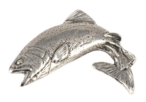 Antique Pewter Rainbow Trout Leaping Left Pin F003