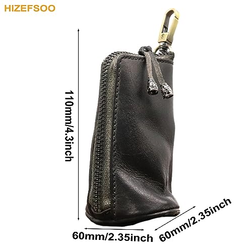 Genuine Leather Mini Leather Coin Purse, Change Purse for Men Women Change Holder Storage Bag Car Key Leather Coin Purse Pouch Case Organizer Bag Keychain Zipper (Black)2