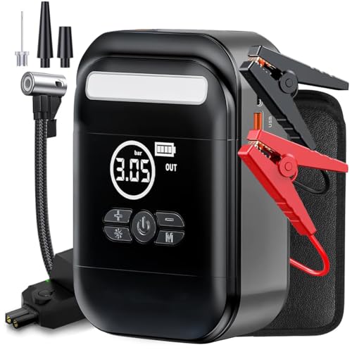Arrancador de bateria para coche con compresor de aire y pantalla LCD