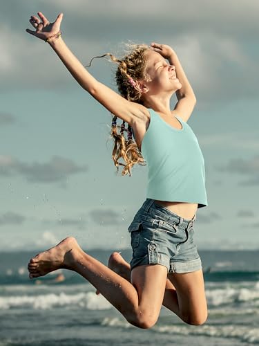 Image of Boao Girls Dance Tank Top Racerback Crop Tank Top Sleeveless Dance Outfit for Ballet Gymnastics Athletic Wear