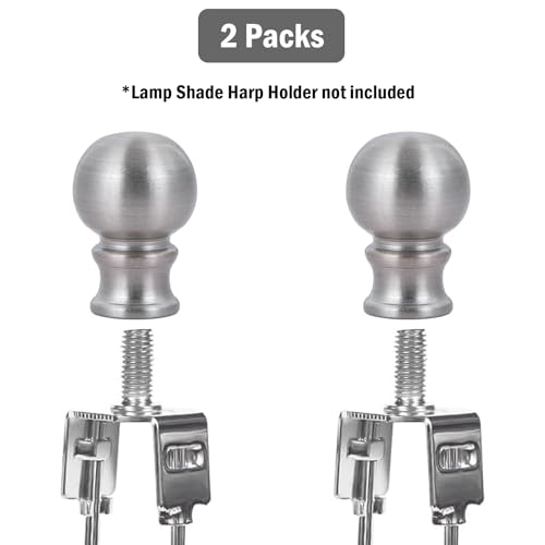 Image of 2 Packs Brushed Nickel Lamp Finials, Solid Finials for Lamp Shades, Lamp Toppers Screw On, Silver Lamp Finials Decorative for Table Lamp
