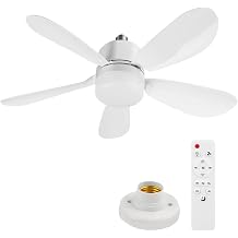 Ceiling Fan Light, E26/E27 LED Ceiling Fans with Lights & Remote Control, 5 Blades, 3 Colors Dimmable 3000K-6500K, 42cm/52cm Light Bulb Fan, Universal Ceilings Lamp for Bedroom, Living Room [Energy Class A]