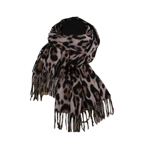 CORIRESHA Women's Casual Leopard Print Scarf Tassels Cashmere Feel Winter Outdoor Thick Warm Scarves