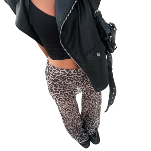 Women Rave Mesh Sheer Pants Flared Bell Bottom Pants for Dance Festival Clubwear4