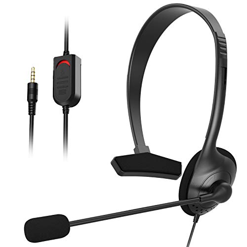 Phone Headset 3.5mm,Computer Headset with Microphone,Single-Sided Phone Headset for ps4,Call Center,Office Conference Call,Lightweight Wired Headphones