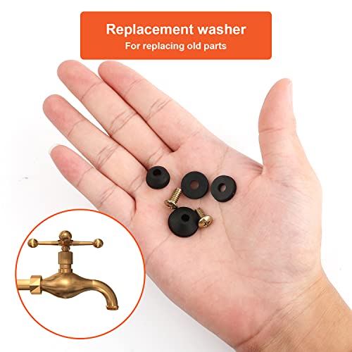58pcs Faucet Washers and Brass Bibb Screws Assortment, Rubber Flat and Beveled Faucet Washers Bathroom Kitchen Faucet Washer Replacement, Emergency Plumbing Repair Kit