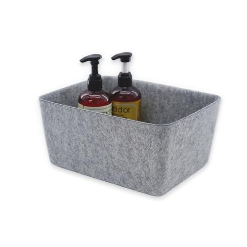 Image of Welaxy Felt Storage Bin, Wide Deep Drawer Organizer Caddy for Makeup, Jewelry, Stationery, Closet & Bathroom, Minimalist Box (Gray Bin, M)