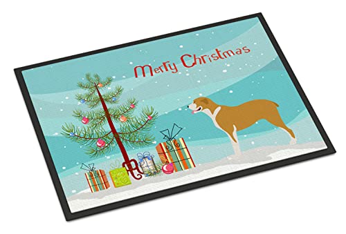 Caroline's Treasures BB8489JMAT Belgium Mastiff Christmas Doormat 24x36 Front Door Mat Indoor Outdoor Rugs for Entryway, Non Slip Washable Low Pile, 24H X 36W