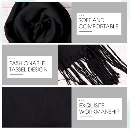 Suhine 18 Pcs Women Men's Scarf Bulk Winter Soft Blanket Scarves Warm Large Shawls and Wraps Tassel Edge 13.8 x 78.8 Inch3