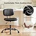 DUMOS Small Armless Home Desk Chair with Low Back Lumbar Support, Height Adjustable PU Leather Computer Task Chair with 360° Swivel Wheels, for Small Space, Kids and Adults, New Black