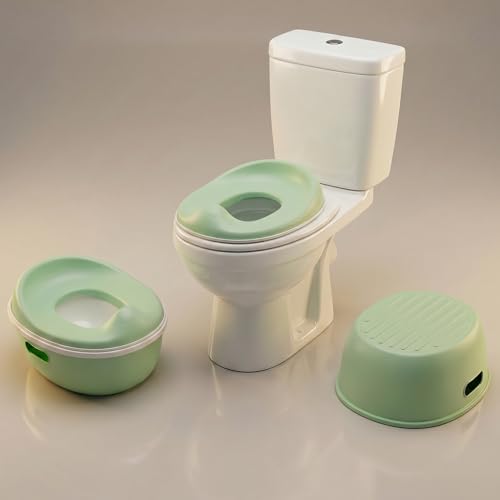 Image of Baybee 3 in 1 Baby Potty Training Seat for Kids 1-5 Years | Toddler Baby Potty Seat Chair with Removable Tray & Anti Slip Base | Portable Toilet Training Potty Seat with Step Stool for kids (Green)