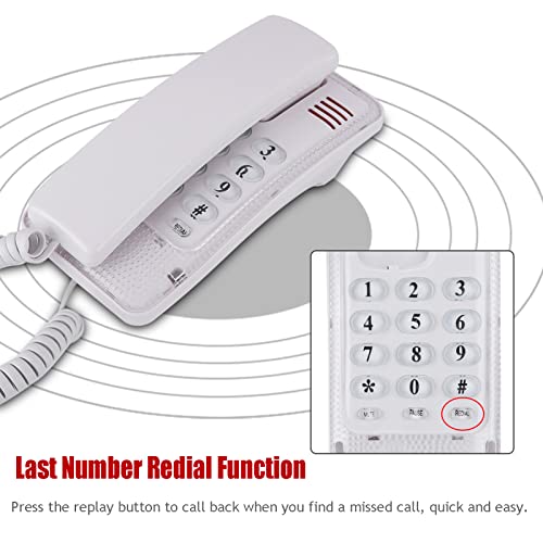 Teléfono de pared retro con funciones básicas blanco miniatura 3