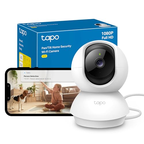 Tapo TC70 Pan/Tilt Indoor Camera House Security Camera, Dog Camera, No Monthly Fee, AI Detection,...