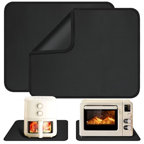 Gucass 2 Pezzi Tappetino resistente al calore per friggitrice ad aria, 45 × 38 cm Tappetino ignifugo silicone, protezione dal calore, antincendio, per piani di lavoro, antiscivolo e impermeabile