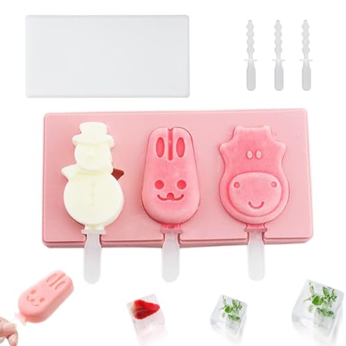 Moule Glace 3 Cavités, Avec Batonnet Glace, Ensemble à glace Réutilisables pour Bébé sans BPA, Moules à Glace DIY