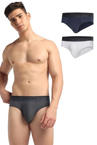 Image of Cresmo Men's|Anti-Microbial Luxury Micro Modal Underwear Breathable Ultra Soft Comfort Lightweight Brief|Pack of 2 |