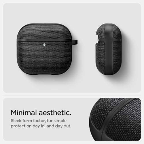 Image of Spigen Urban Fit Designed for AirPods 4 Case (2024) Premium Fabric Cover with Carabiner Key Chain - Black