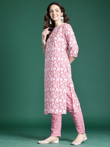 Image of INDO ERA Women Pure Cotton Kurta Set with Dupatta | Festive Suit Set, 11047