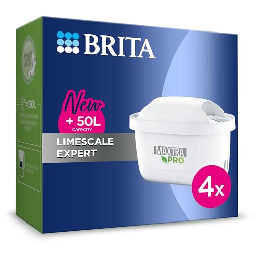 BRITA Cartucho Filtro de agua Grifo MAXTRA PRO Expert Antisarro – Pack de 4 para recarga jarra filtrante fórmula antisarro 50% más potente vs All-in-1, reduce cloro, partículas finas, metales