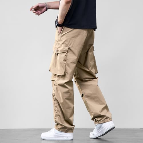 EnllerviiD Men's Baggy Cargo Pants Elastic Waist Relaxed Fit Work Pant Casual Outdoor Trousers with Pockets4