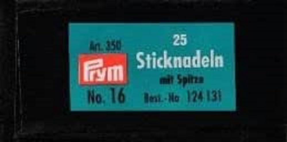 Prym Silver - No.16 Hardened Steel Sharp Tip (1.60X55mm) Burr-Free Embroidery Needles - 25 Needles