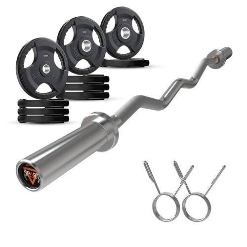 4FT Barbell Weight Set -4FT Olympic Barbell with Black Weight Plates 65LB Set, 47