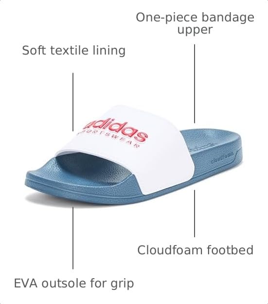 Image of adidas Mens Adilette Shower Arsenal Slides Casual Sandals Casual - Red