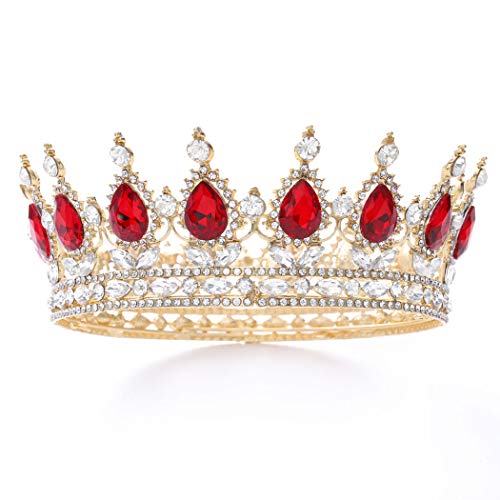 Image of Foyte Baroque Queen Crown and Tiaras Sparkly Rhinestone Wedding Crown Bride Tiaras Royal Princess Full Tiaras Headpieces for Women and Girls